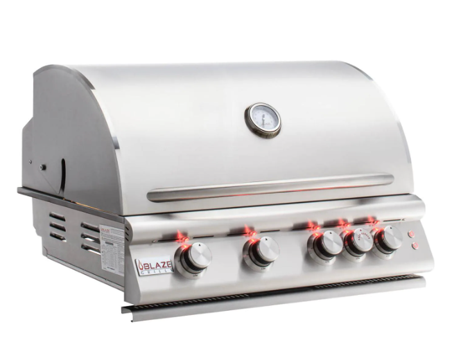 Blaze 32 Inch 4-Burner LTE Gas Grill With Rear Burner and Built-in Lighting System-BLZ-4LTE2-NG/LP
